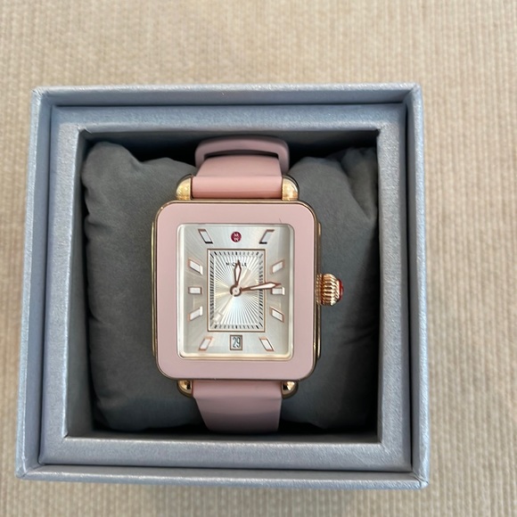 Michele Accessories - Michele sport Deco watch pink and rose gold.